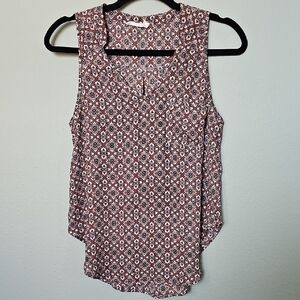 Lush Boho Feminine Brown and White Patterned Sleeveless Tank Top XS